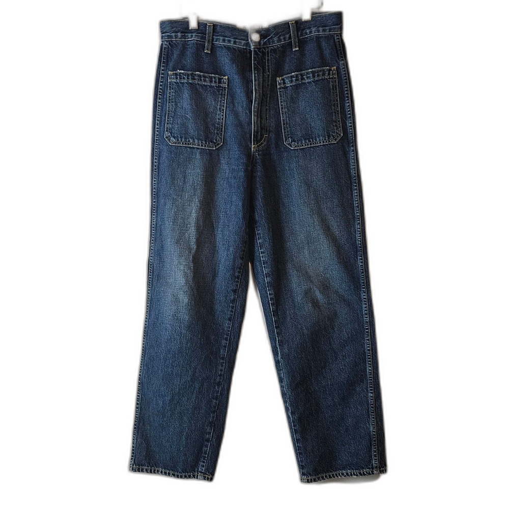 AMO Wide Leg Patch Pocket Jeans in Eternal Blue High Rise Sz 29